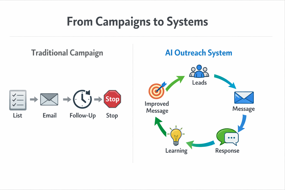 AI outreach system vs traditional cold email campaign