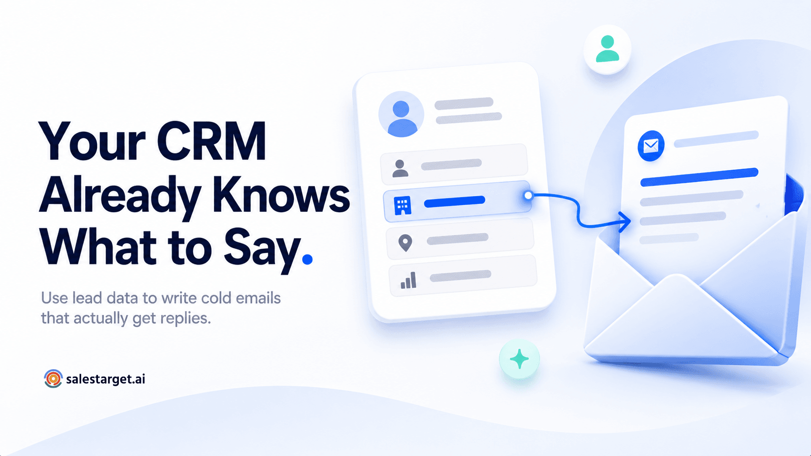 CRM lead data being used to write personalised cold emails for B2B sales outreach.