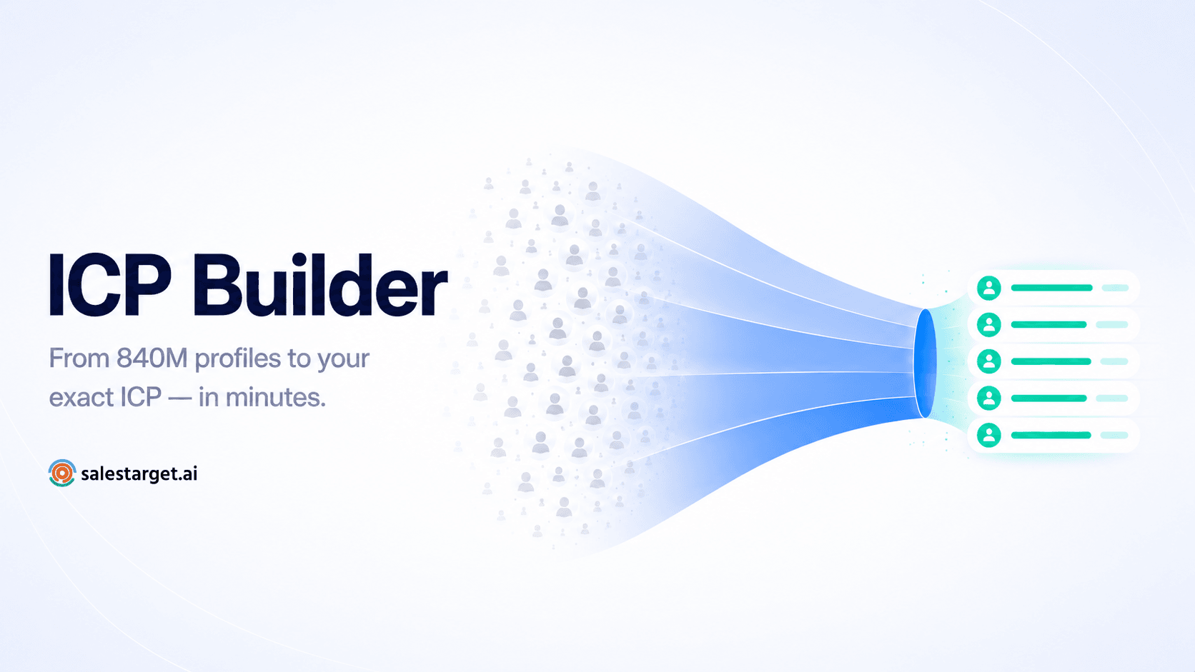 ICP builder tool filtering 840M B2B profiles to a targeted prospect list