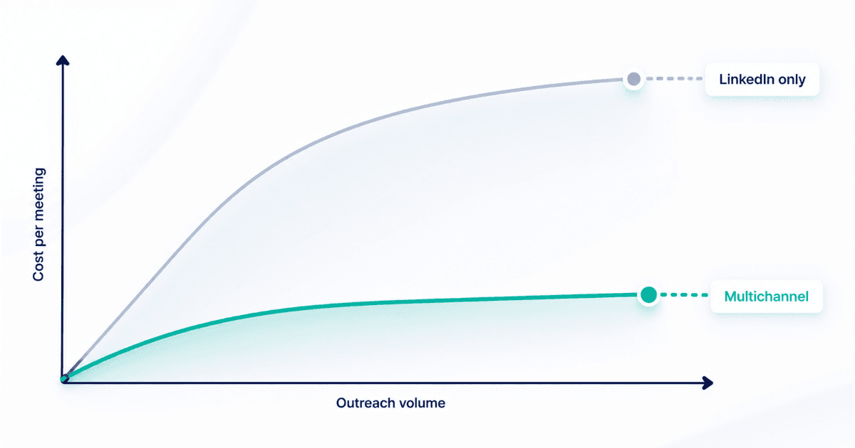 Multichannel outreach keeping cost per meeting flatter