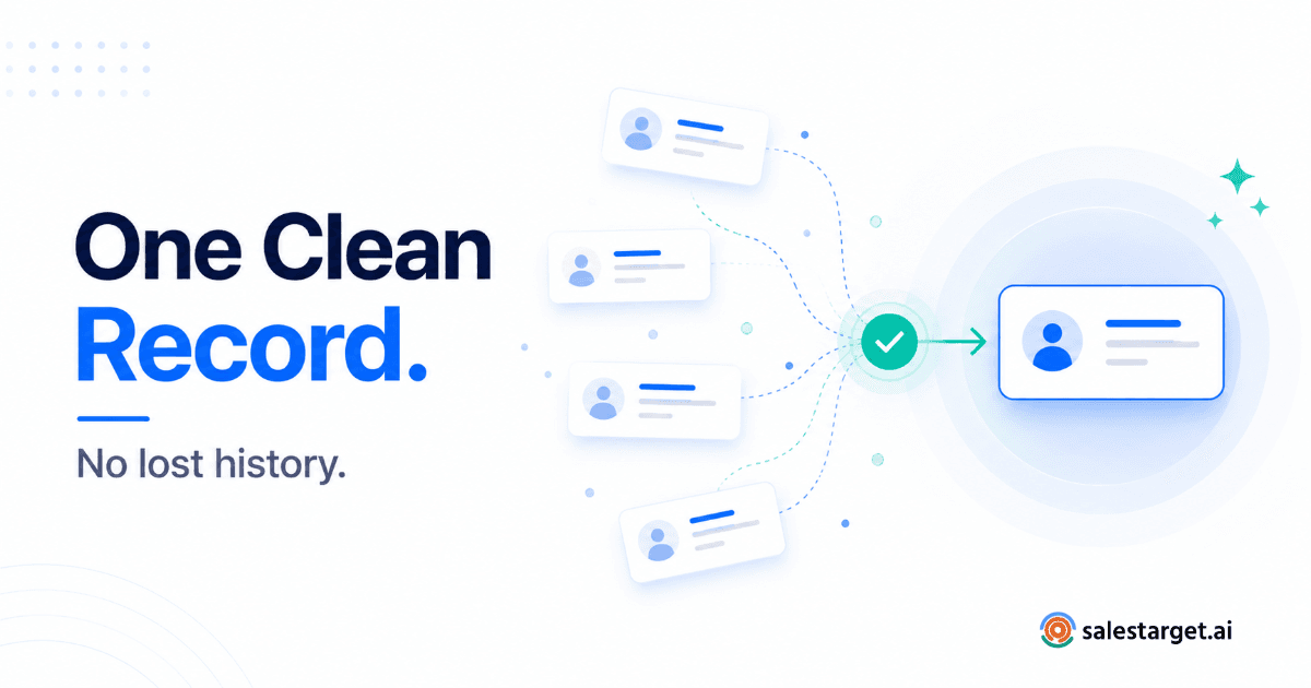 Clean CRM record replacing duplicate contact cards