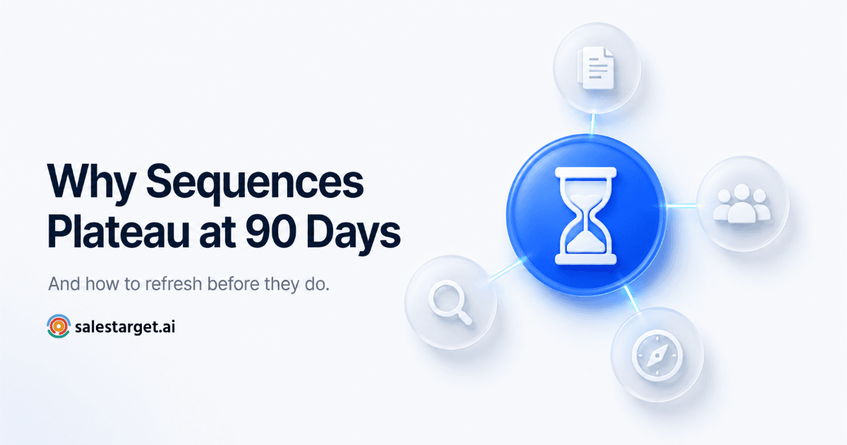 Premium SaaS graphic showing LinkedIn sequence plateau causes