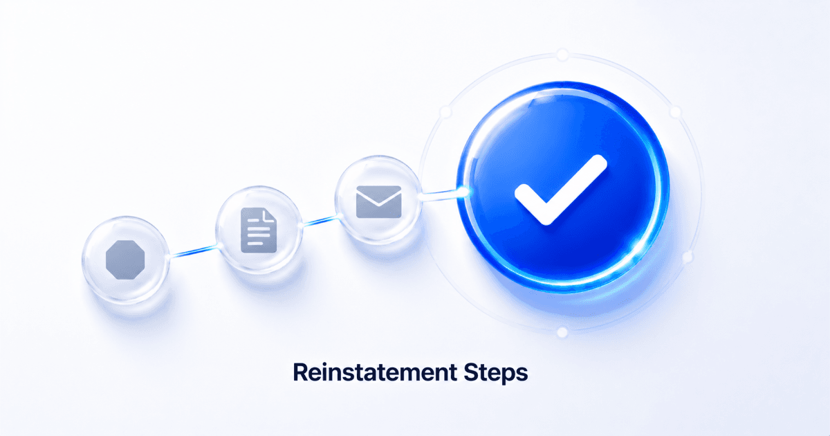 Checklist icon representing account reinstatement steps